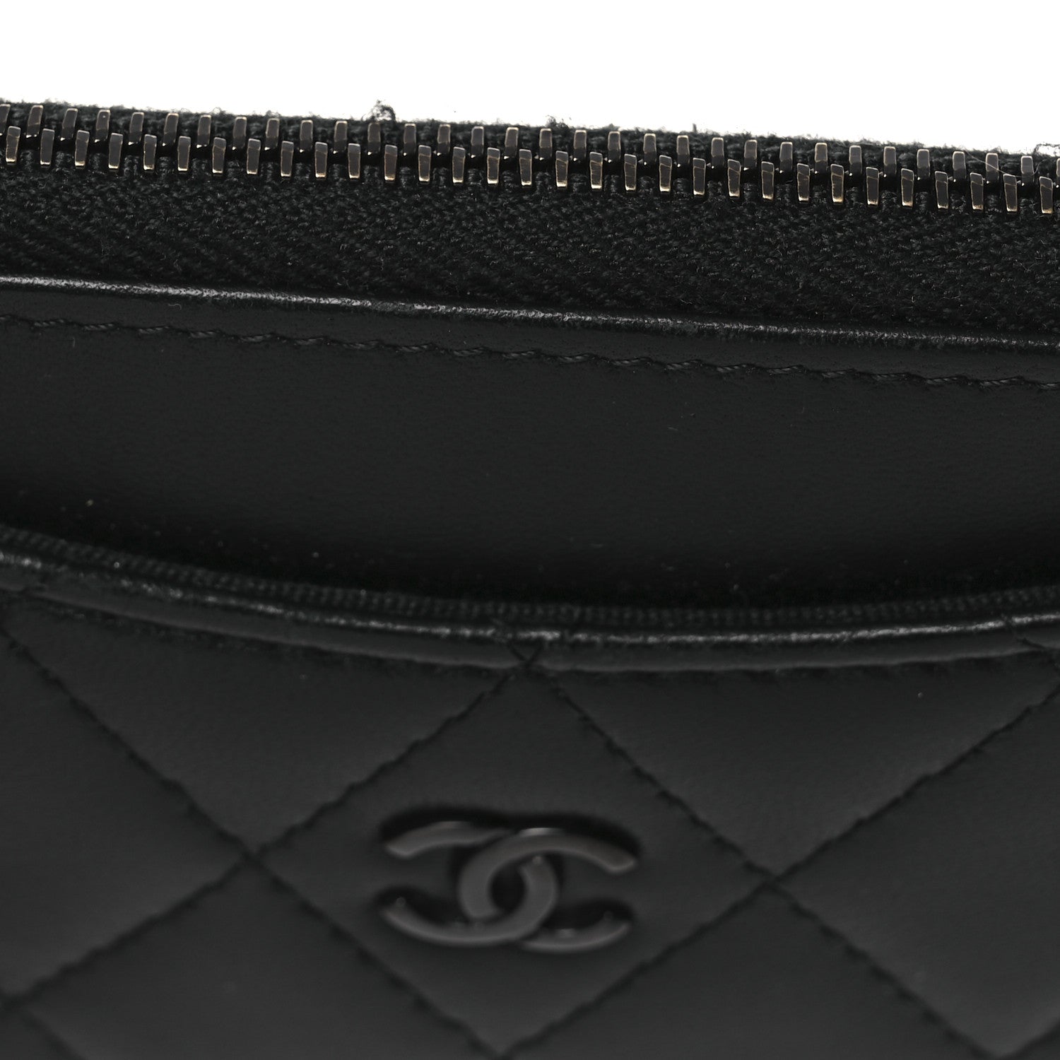 Chanel Lambskin Quilted Zip Card Holder So Black 8 of 11