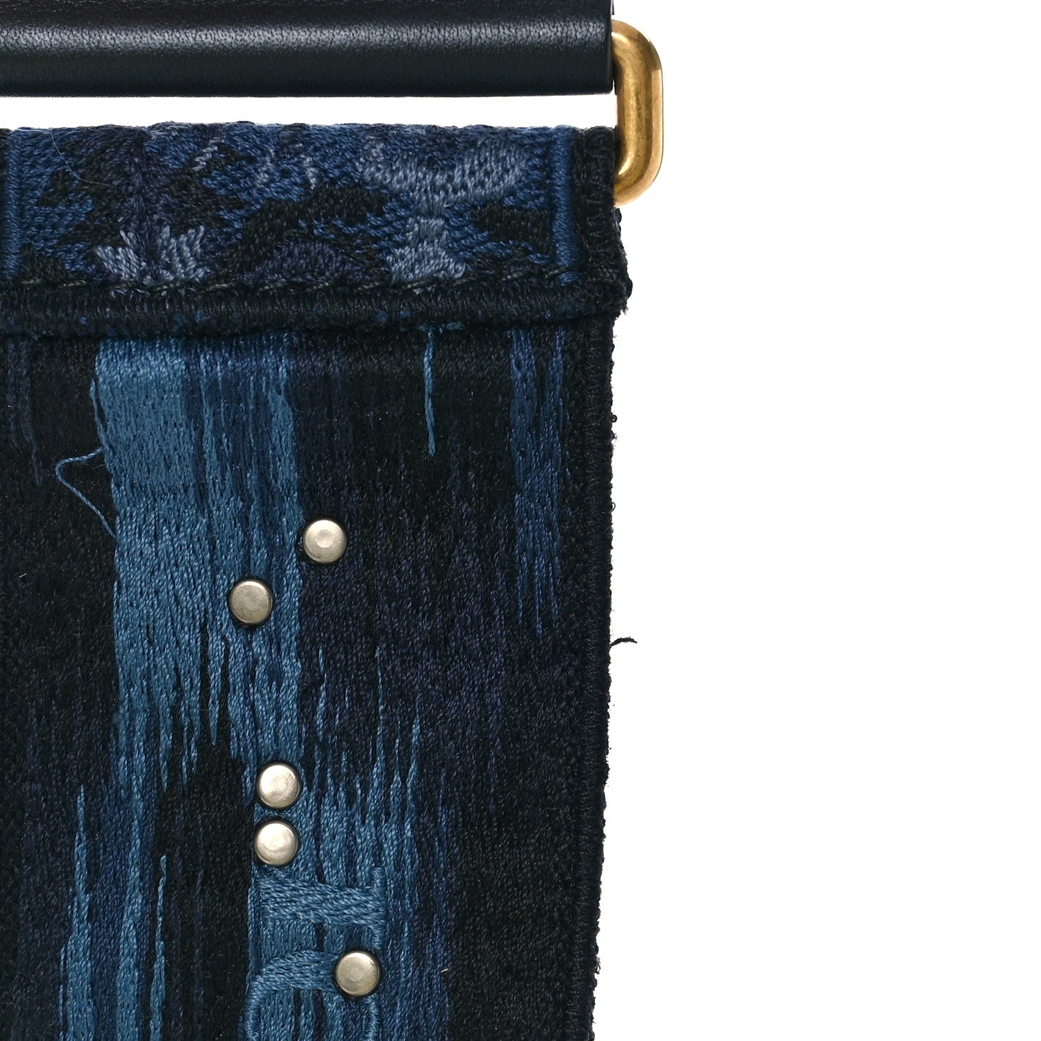 Christian Dior Oblique Denim Studded Shoulder Strap Blue 6 of 7