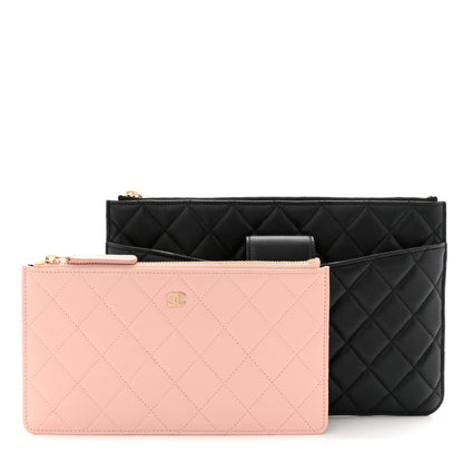 Chanel Lambskin Quilted Sunset Boulevard Pouch Case Black Pink 2 of 9