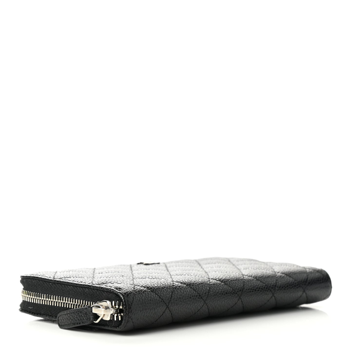 Caviar Quilted Large Gusset Zip Around Wallet Black