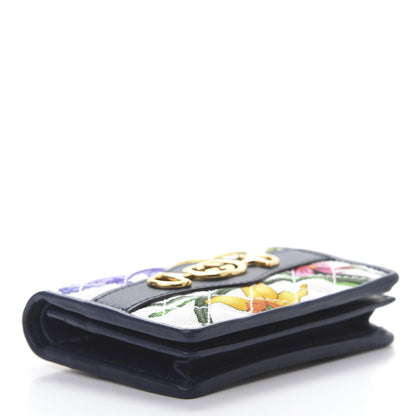 Gucci Canvas Flora Floral Trapuntata Zumi Card Case Wallet Great White Multicolor Blue Agata 4 of 8