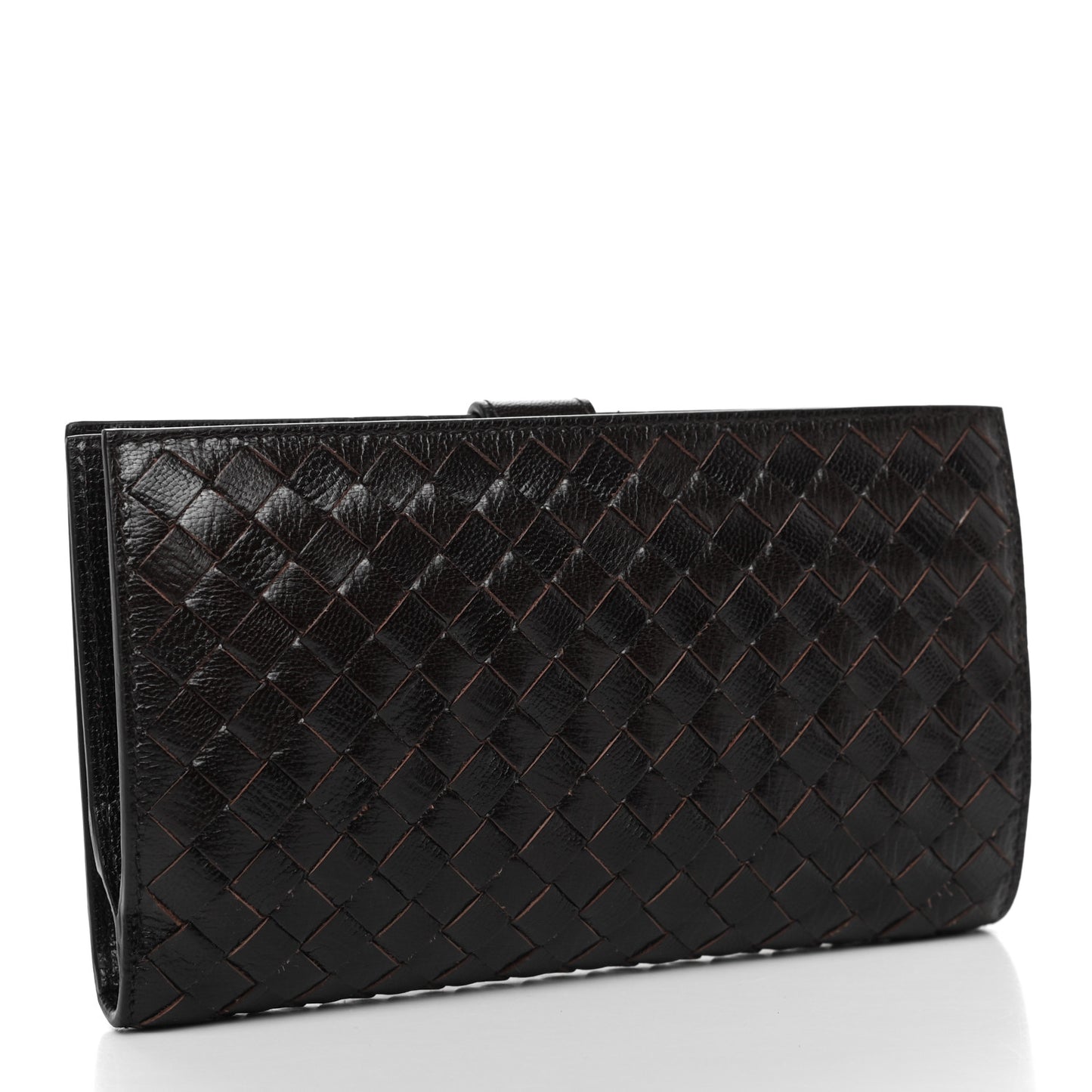 Nappa Intrecciato Continental Snap Wallet Ebano