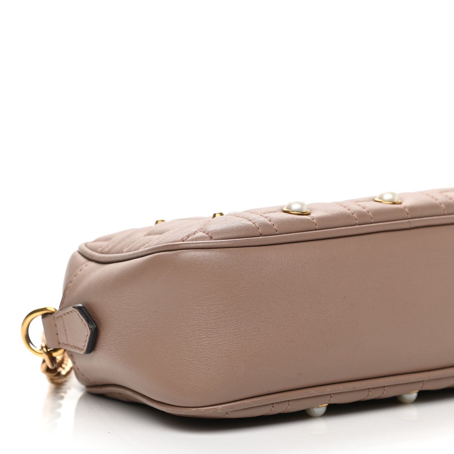 Gucci Calfskin Matelasse Studded Small Pearly GG Marmont Chain Shoulder Bag Porcelain Rose 9 of 10