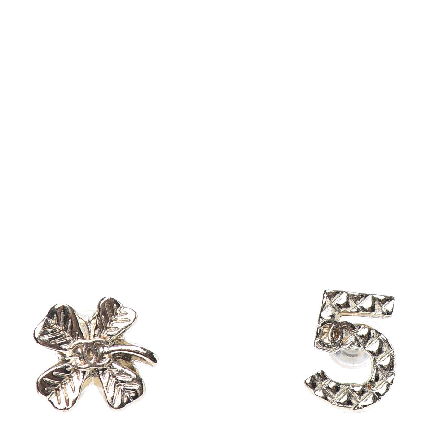 No 5 Clover CC Earrings Gold