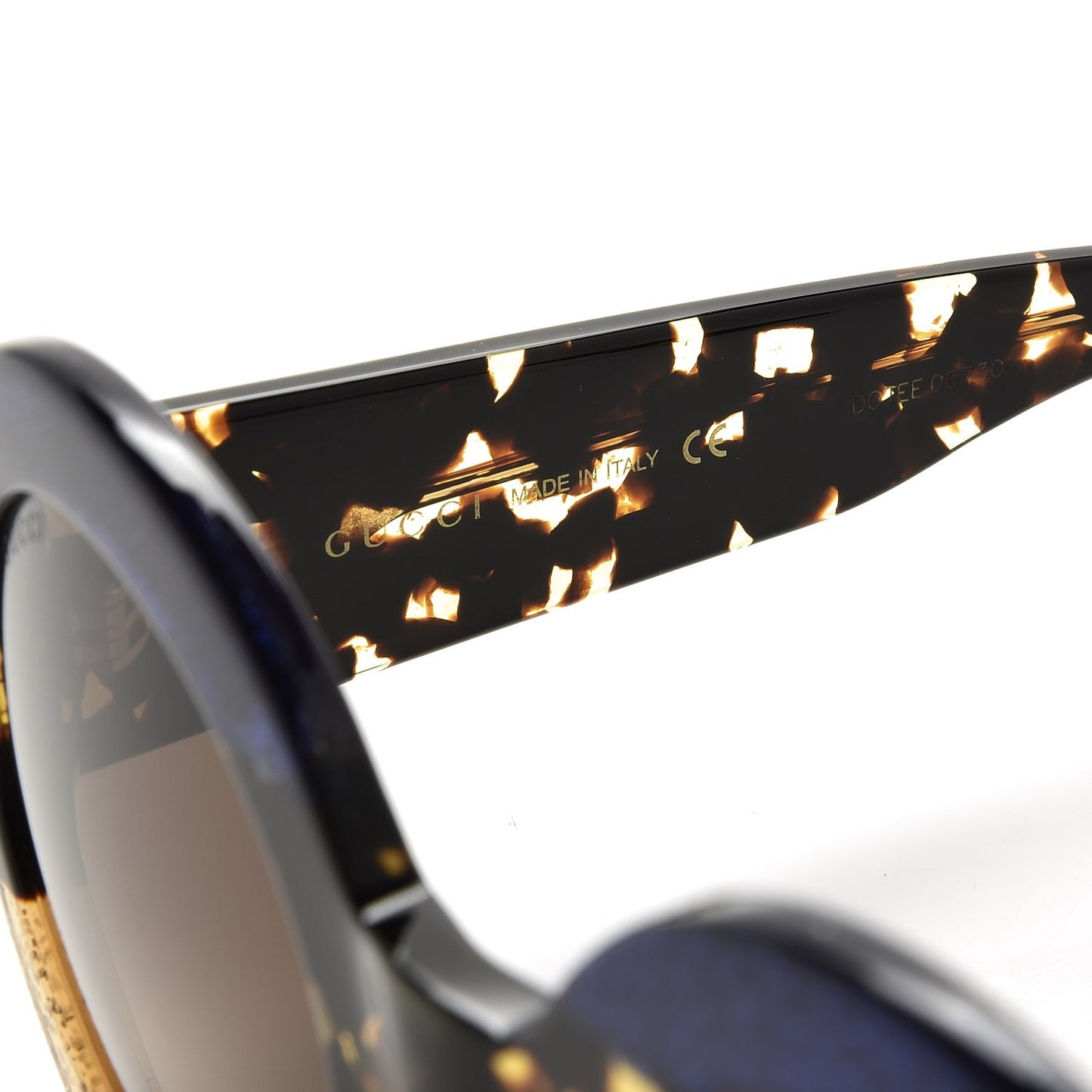 Acetate Round Sunglasses GG0084S Blue Havana Brown