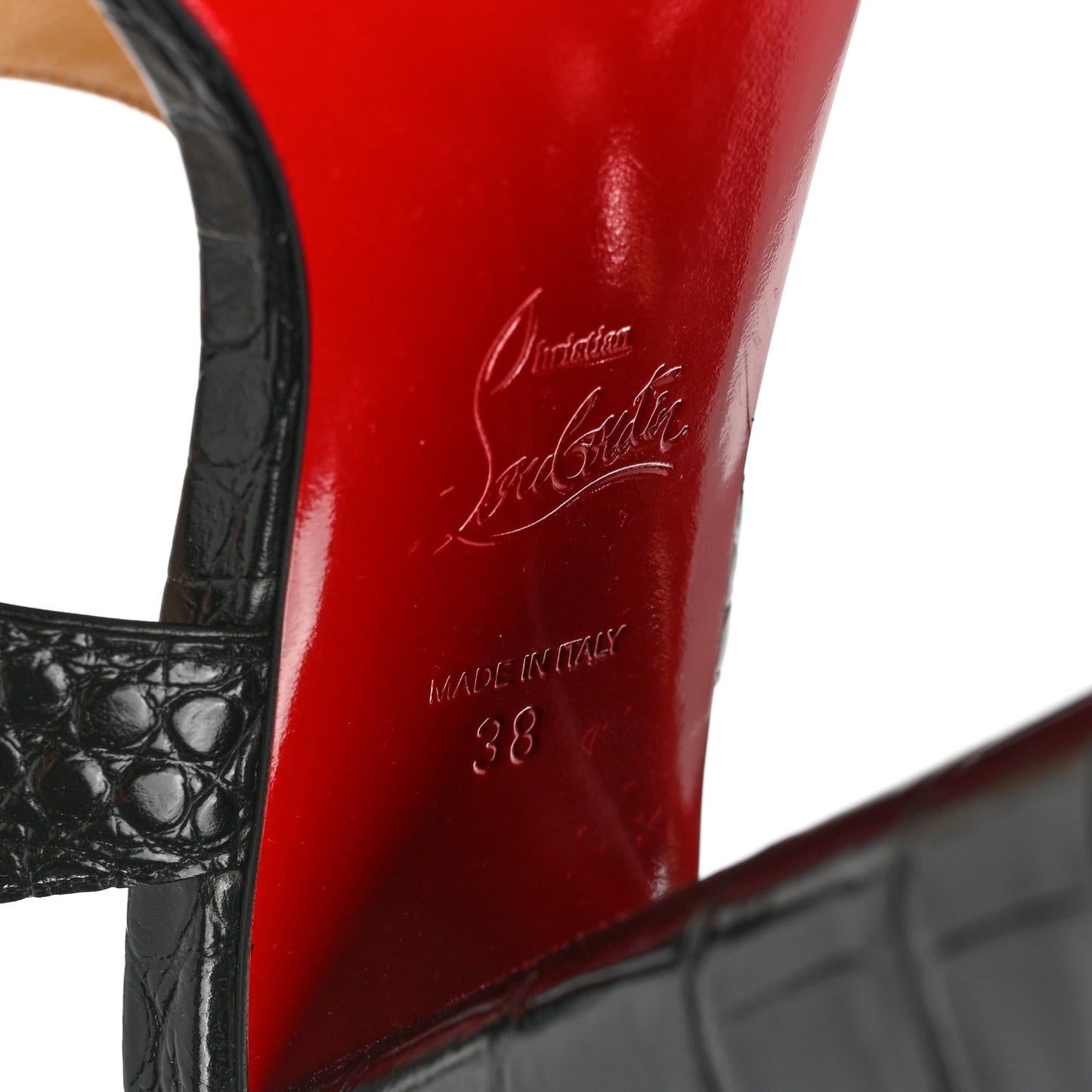 Calfskin Alligator Embossed Foolish Platform Sandals 38 Black