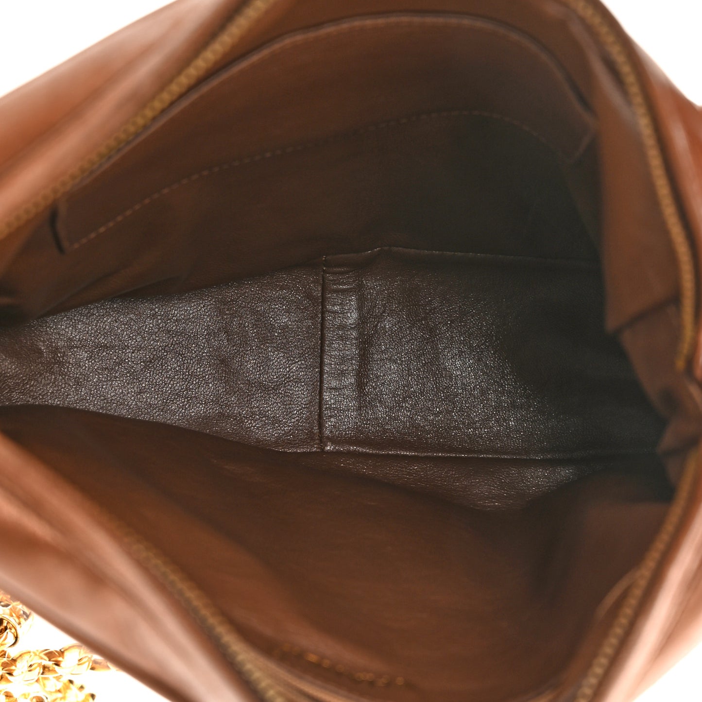 Metallic Lambskin Diagonal Quilted Tassel Camera Bag Bronze