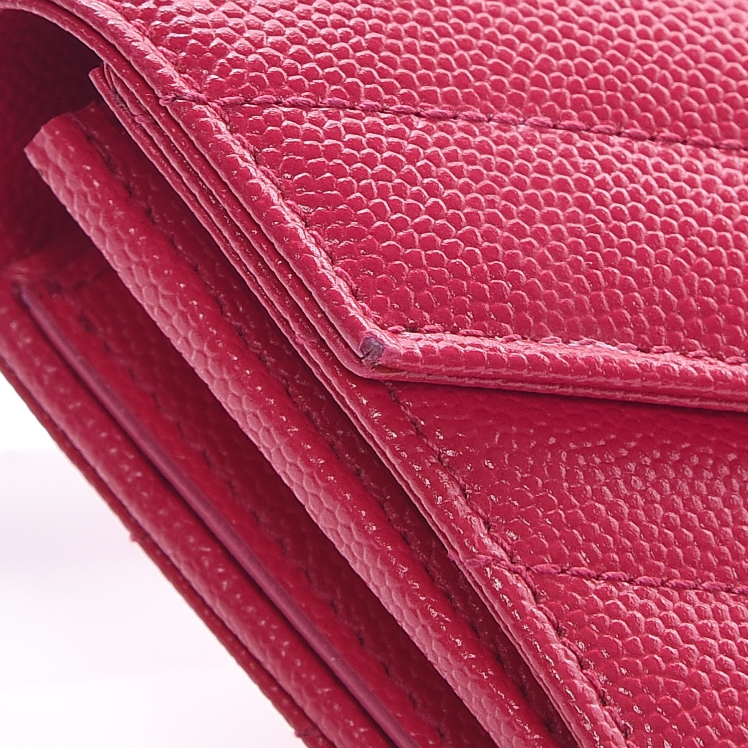 Saint Laurent Grain De Poudre Matelasse Chevron Monogram Flap Wallet Bubblegum 11 of 12