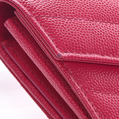 Saint Laurent Grain De Poudre Matelasse Chevron Monogram Flap Wallet Bubblegum 11 of 12