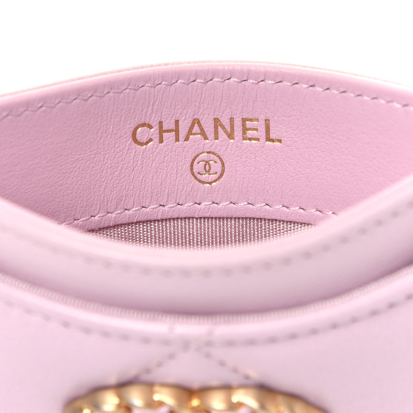 Lambskin Quilted Chanel 19 Card Holder Dark Pink