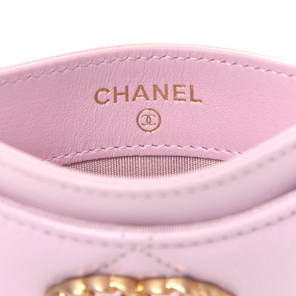 Chanel Lambskin Quilted Chanel 19 Card Holder Dark Pink 6 of 9