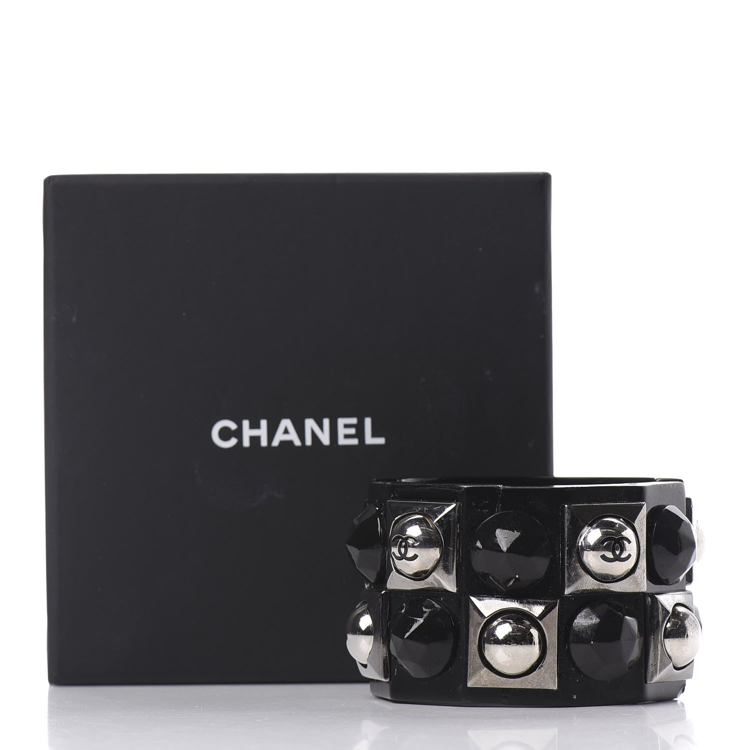 Chanel Resin Studded CC Cuff Black 6 of 6