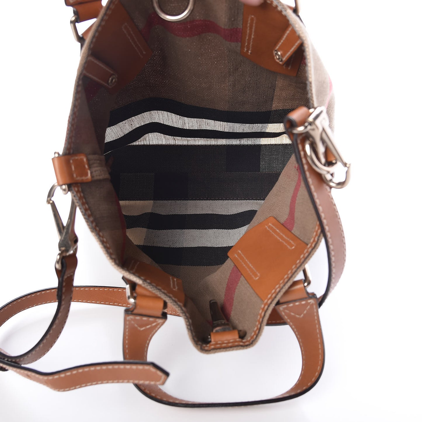 Canvas Mega Check Medium Tottenham Brit Tote Saddle Brown