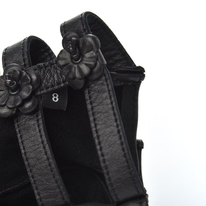 Chanel Lambskin Camellia Fingerless Gloves 8 Black 4 of 5