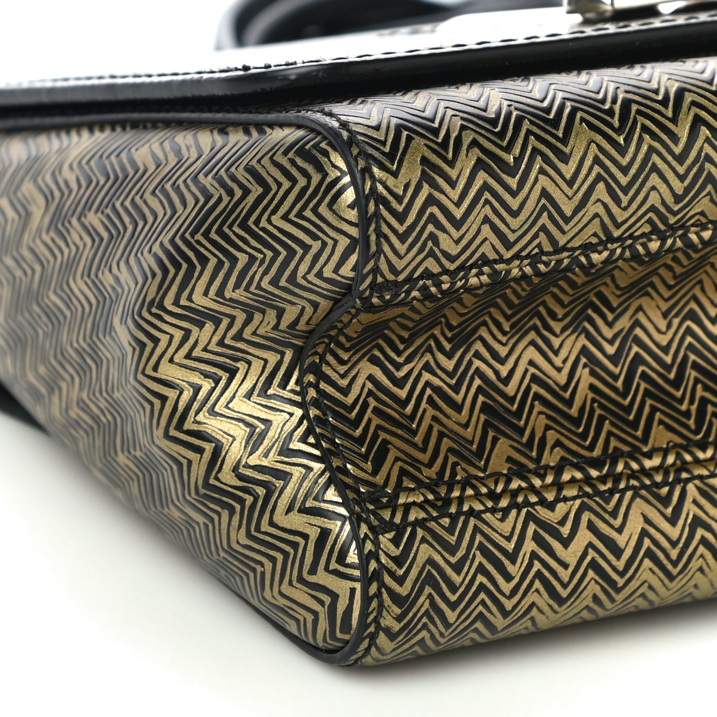 Epi Chevron Printed Twist Shoulder Bag PM Gold