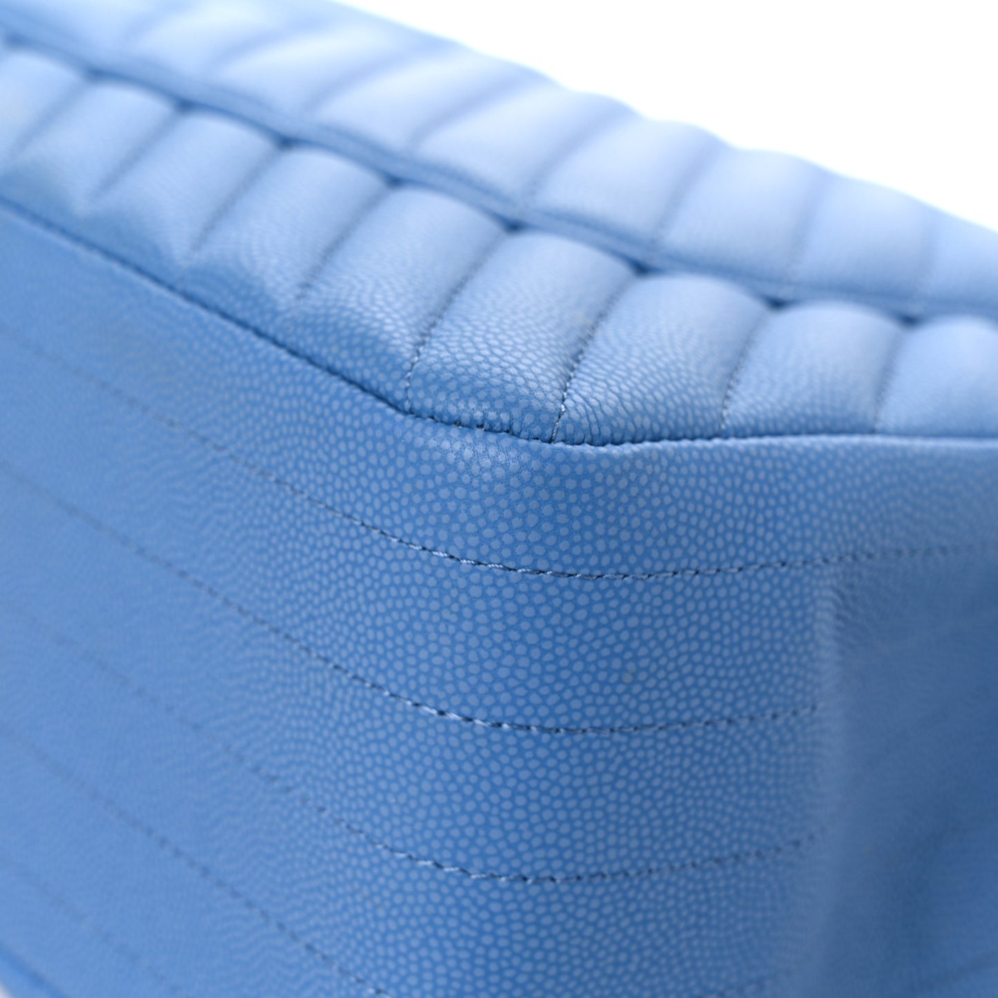 Caviar Flat Chevron Quilted Jumbo Double Flap Blue
