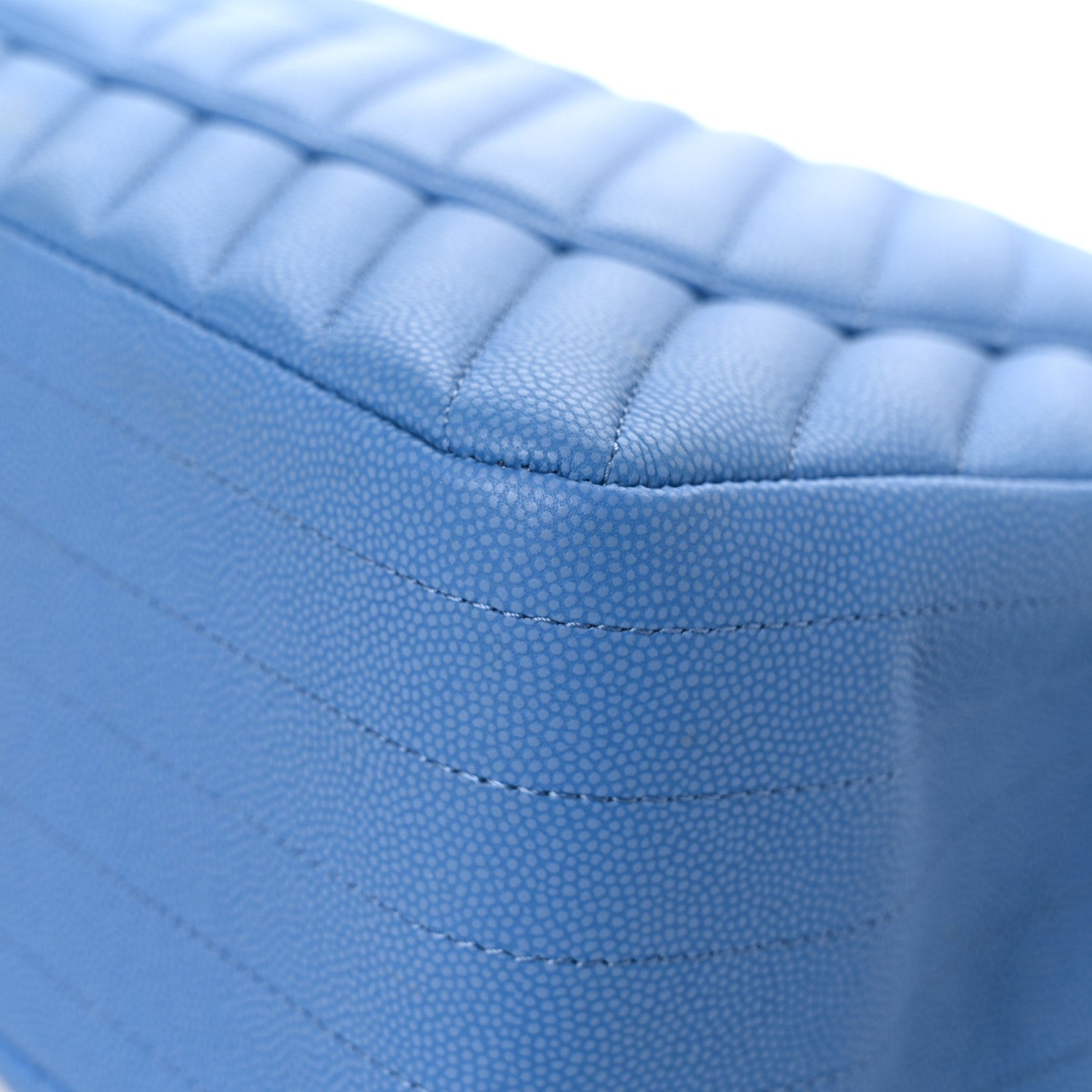 Chanel Caviar Flat Chevron Quilted Jumbo Double Flap Blue 11 of 19