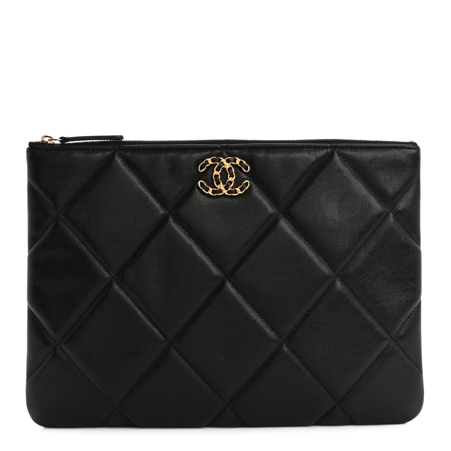 Lambskin Quilted Large Chanel 19 Cosmetic Case Black