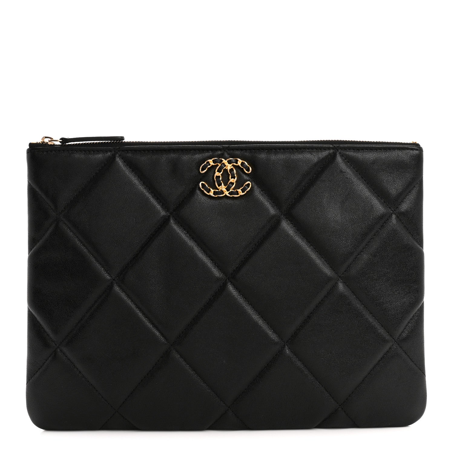 Chanel Lambskin Quilted Large Chanel 19 Cosmetic Case Black 1 of 8