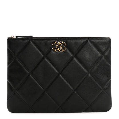 Chanel Lambskin Quilted Large Chanel 19 Cosmetic Case Black 1 of 8
