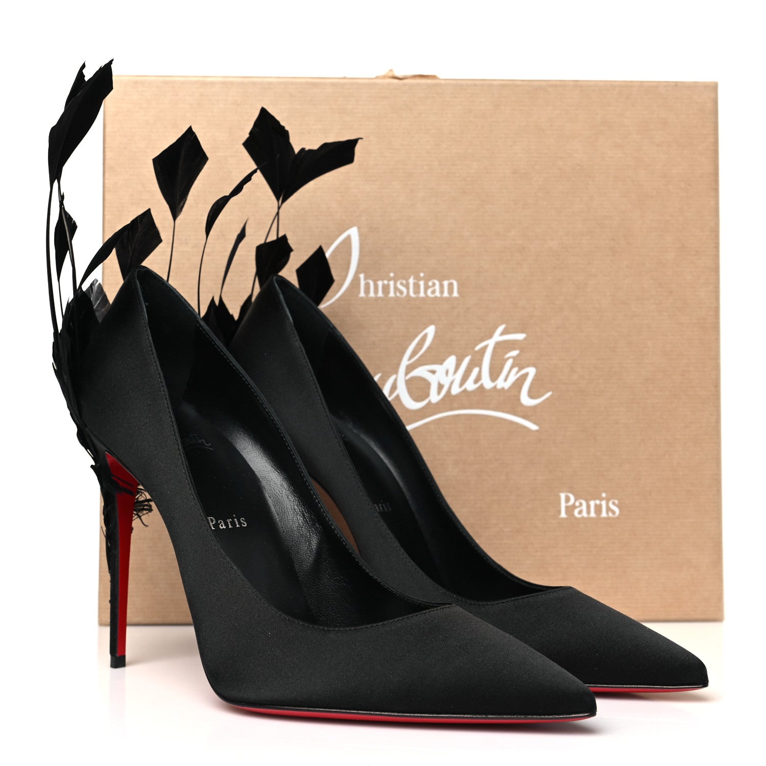 Christian Louboutin Crepe Satin Kate Plume 100 Pumps 41 Black 9 of 9