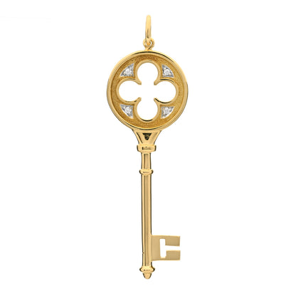 Tiffany 18K Yellow Gold Diamond Quatrefoil Key Pendant 1 of 3