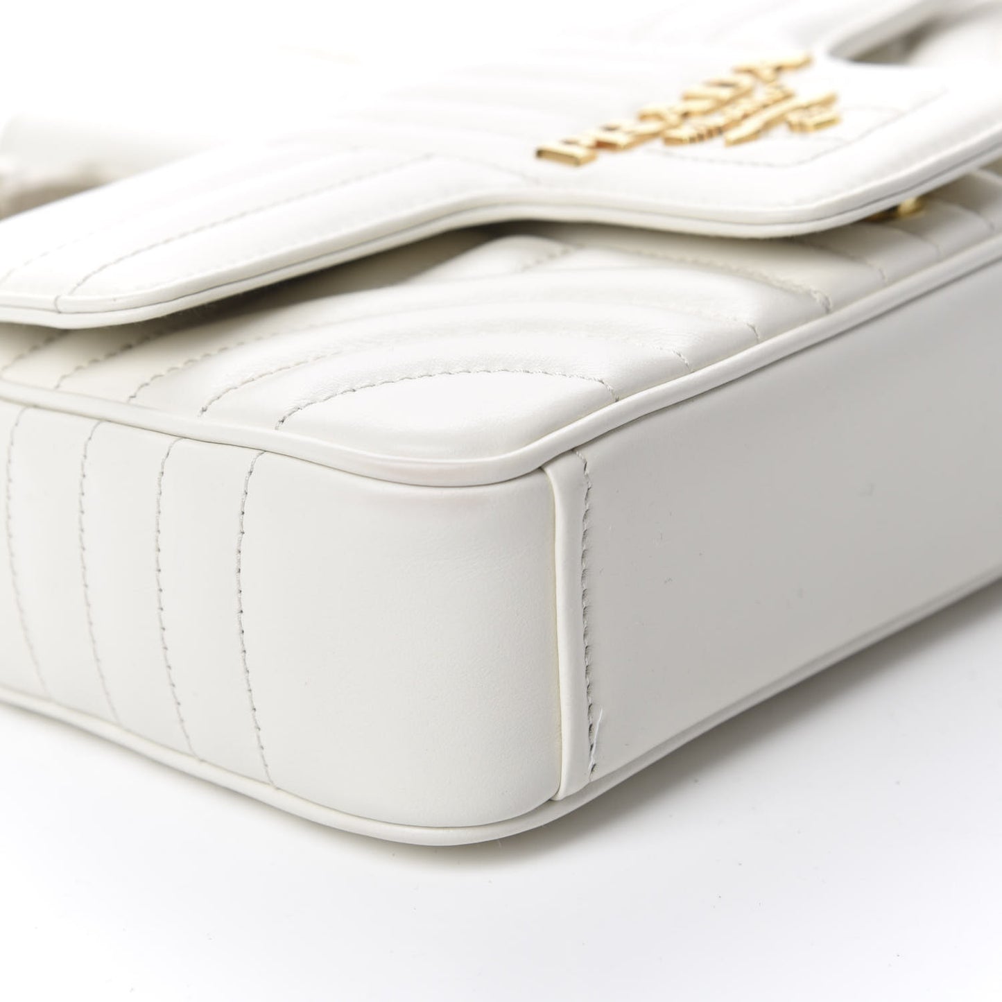 Soft Calfskin Impunture Diagramme Small Chain Flap Shoulder Bag White