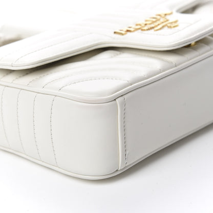 Prada Soft Calfskin Impunture Diagramme Small Chain Flap Shoulder Bag White 6 of 9