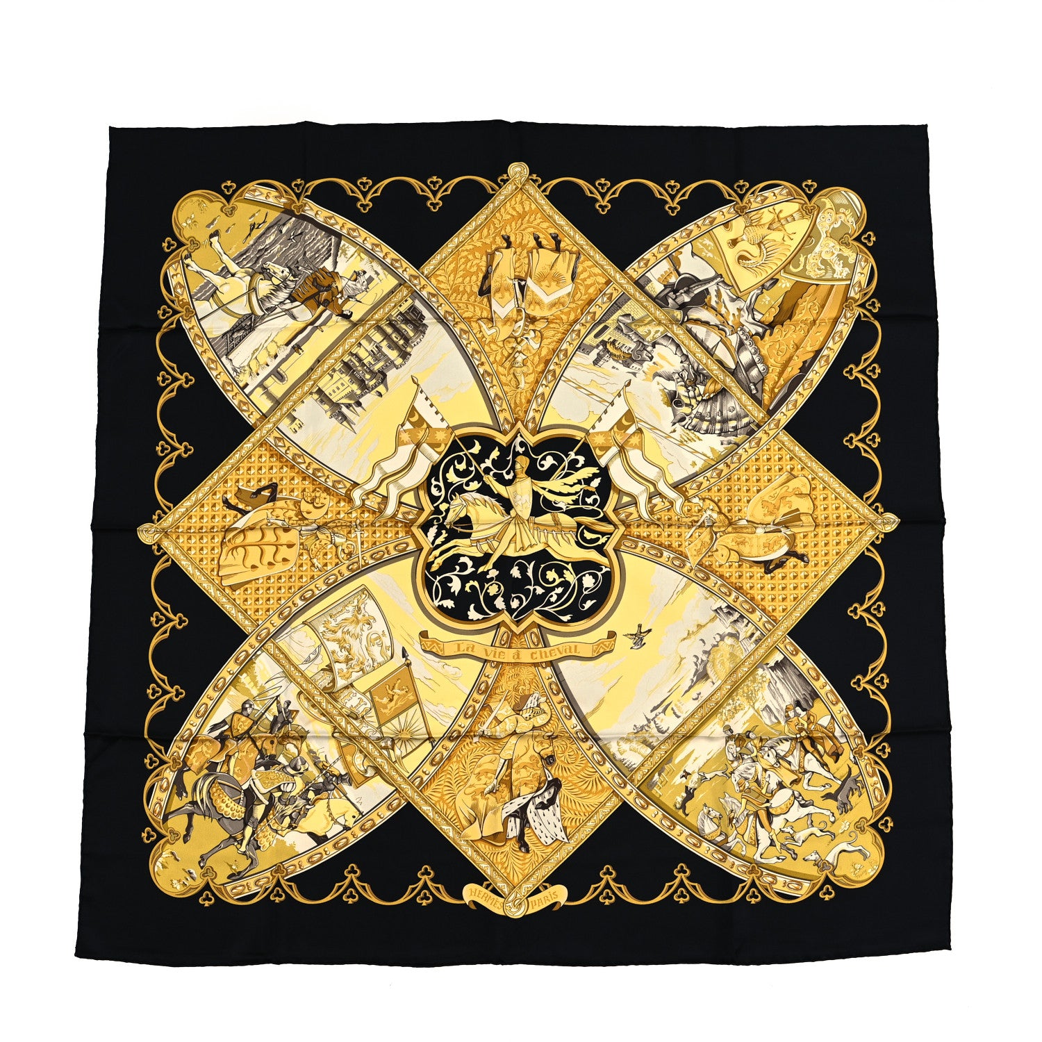 Hermes Silk La Vie A Cheval Scarf 90 1 of 3