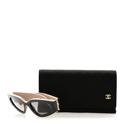 Chanel Acetate Cat Eye Sunglasses 6056 Black Beige 9 of 9