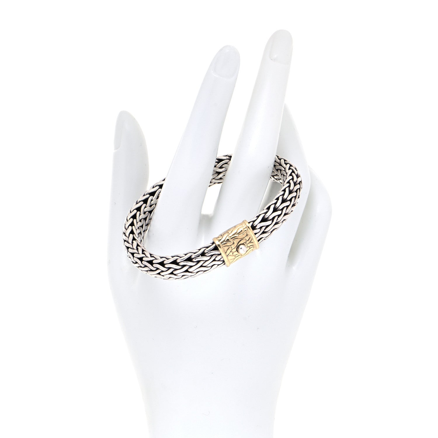 John Hardy Sterling Silver 14K Yellow Gold 11mm Classic Chain Bracelet S 4 of 10