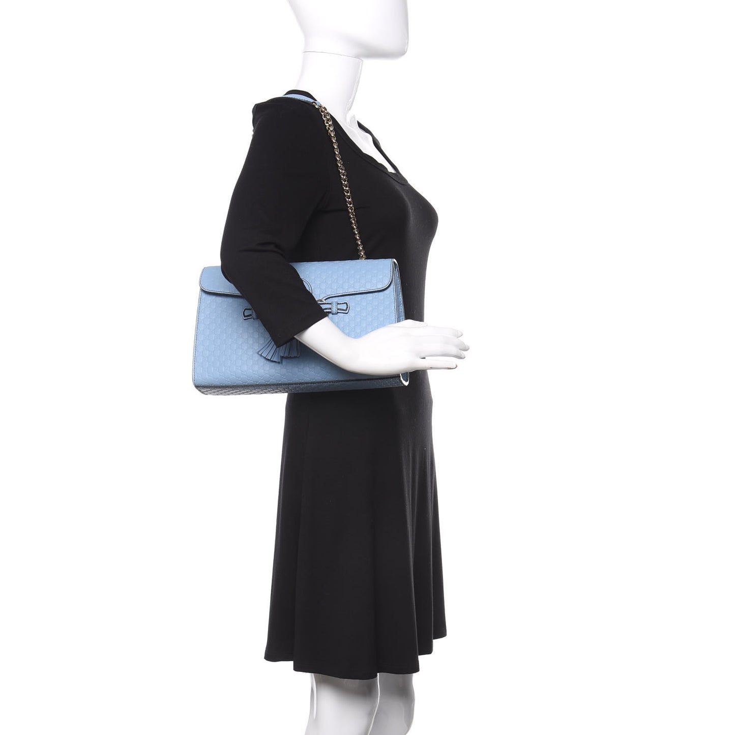 Microguccissima Medium Emily Chain Shoulder Bag Mineral Blue