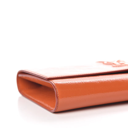 Saint Laurent Textured Patent Monogram Large Belle De Jour Clutch Orange 6 of 10
