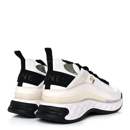 Chanel Velvet Calfskin Mixed Fibers CC Sneakers 38.5 Ivory Black 4 of 10