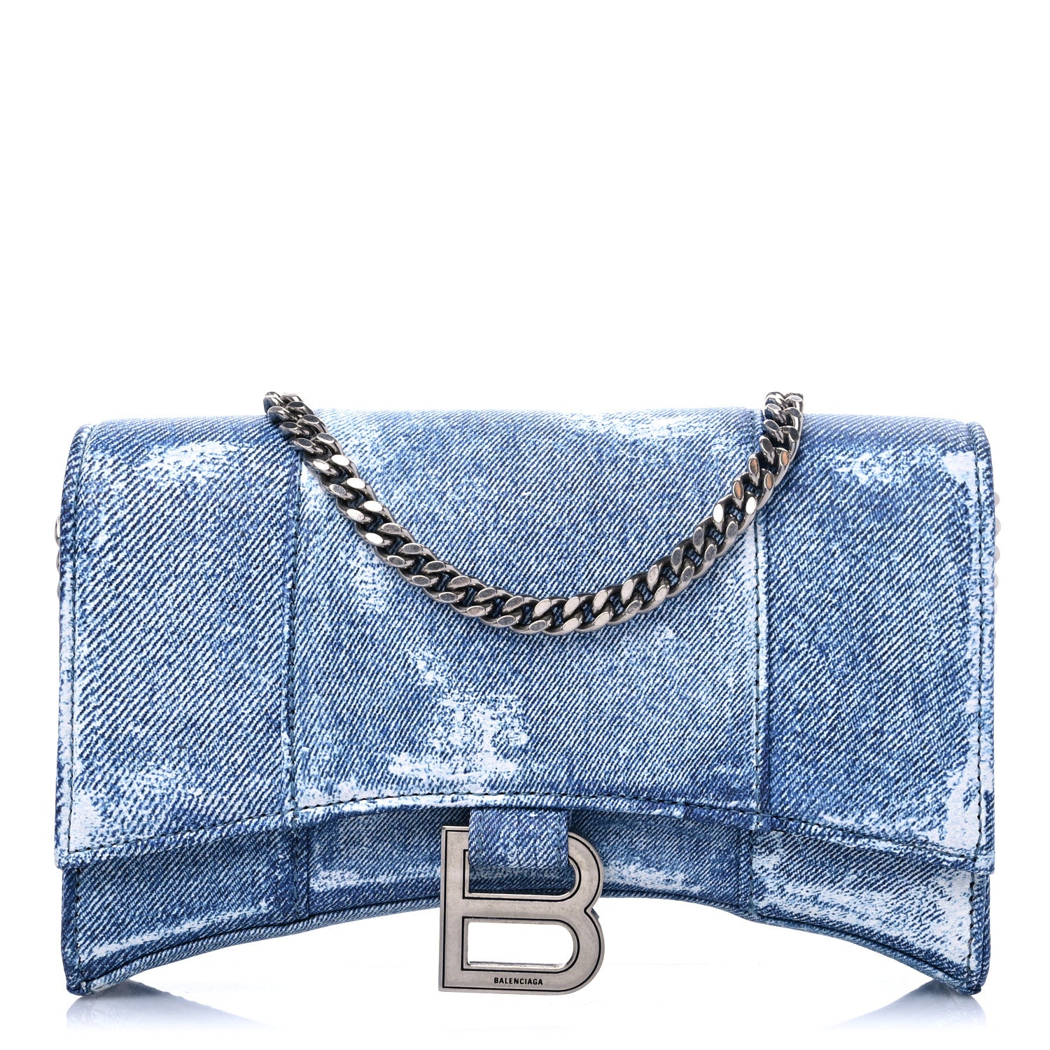 Balenciaga Nappa Denim Printed Hourglass Chain Bag Denim Blue 1 of 7