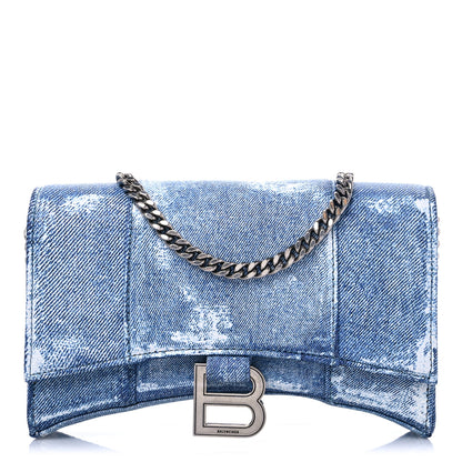 Balenciaga Nappa Denim Printed Hourglass Chain Bag Denim Blue 1 of 7