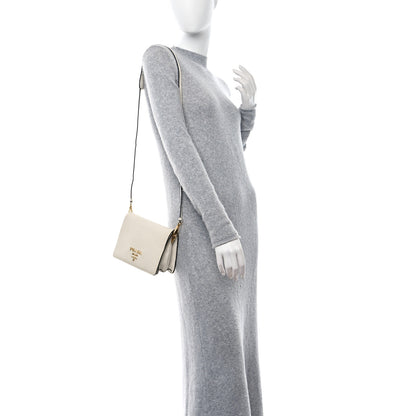 Prada Vitello Daino Flap Crossbody Bianco 2 of 8