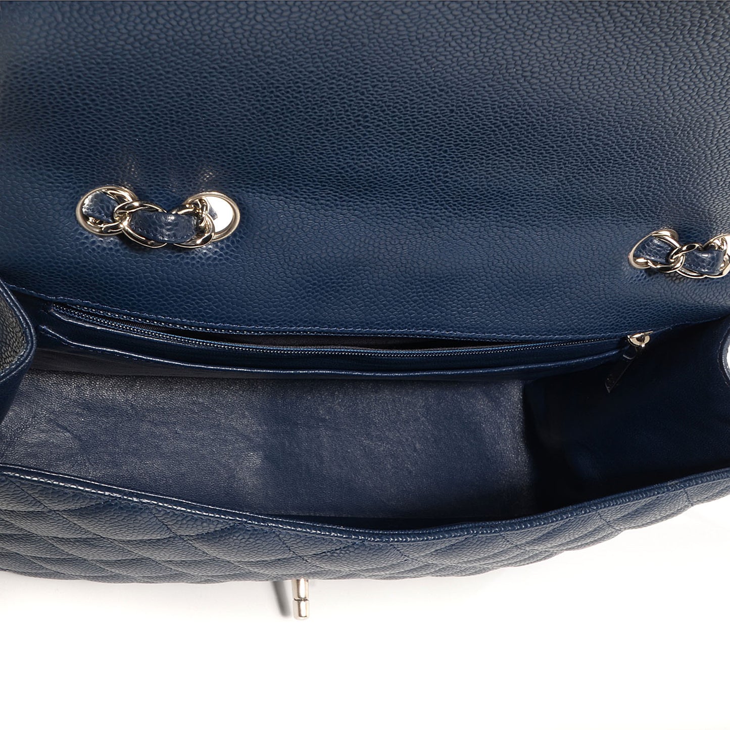Caviar Jumbo Single Flap Navy Blue