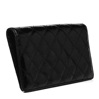 Chanel Patent Crumpled Calfskin Quilted Yen Reissue Wallet Black 3 of 6