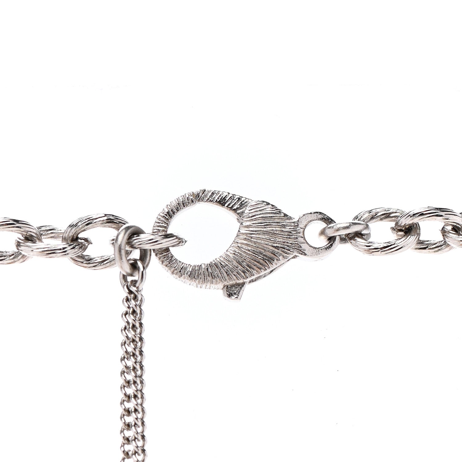 Chanel Baguette Crystal CC Chain Link Choker Necklace Silver 5 of 7