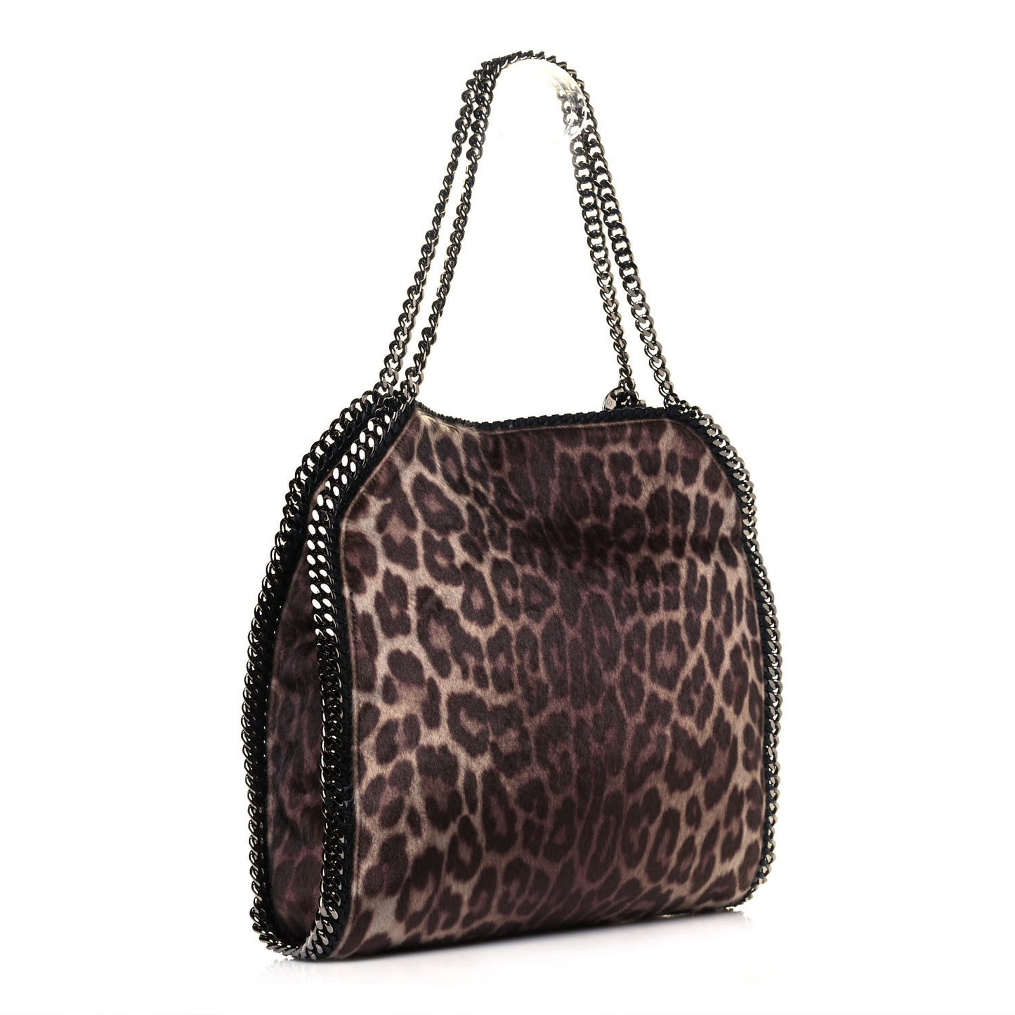 Faux Calf Hair Leopard Print Small Falabella Tote Brown