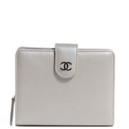 Chanel Caviar French Compact Wallet Silver 1 of 9
