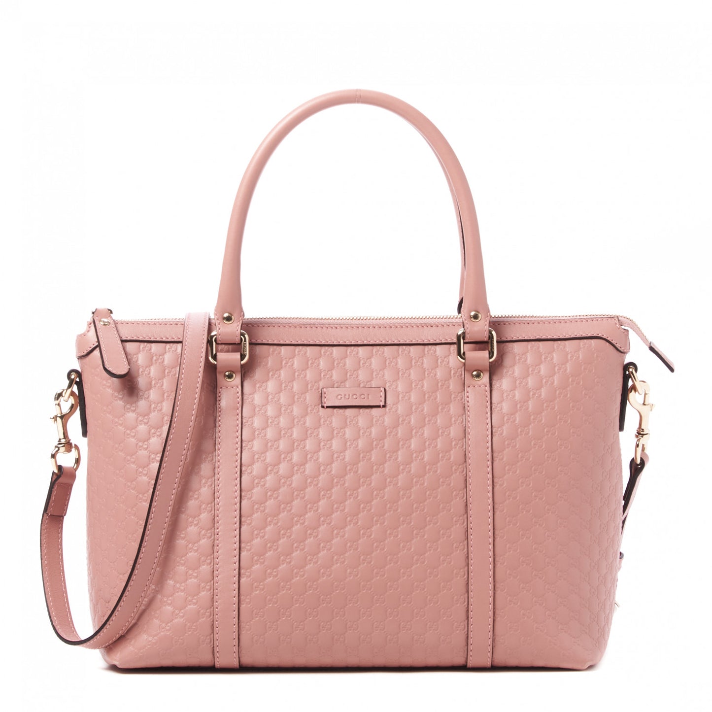 Soft Microguccissima Small Zippered Satchel Soft Pink