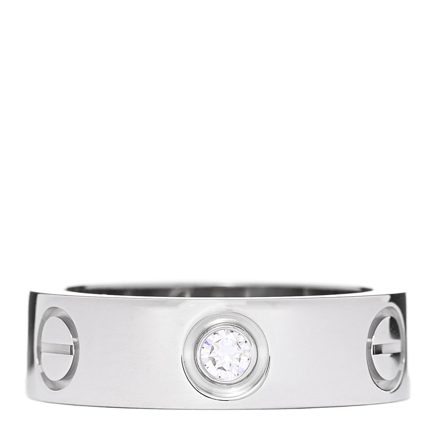 18K White Gold 3 Diamond 5.5mm LOVE Ring 49 5