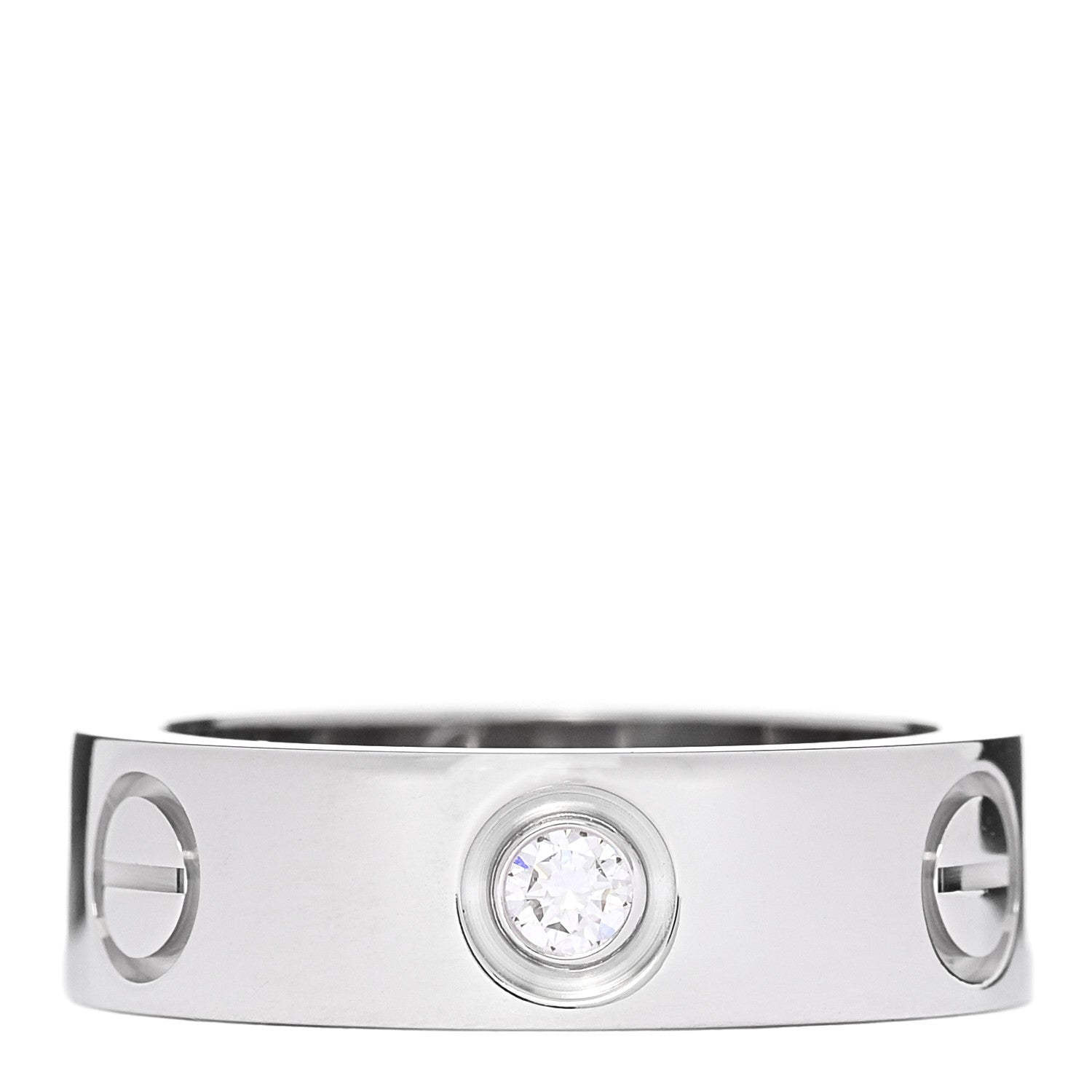 Cartier 18K White Gold 3 Diamond 5.5mm LOVE Ring 49 5 1 of 4