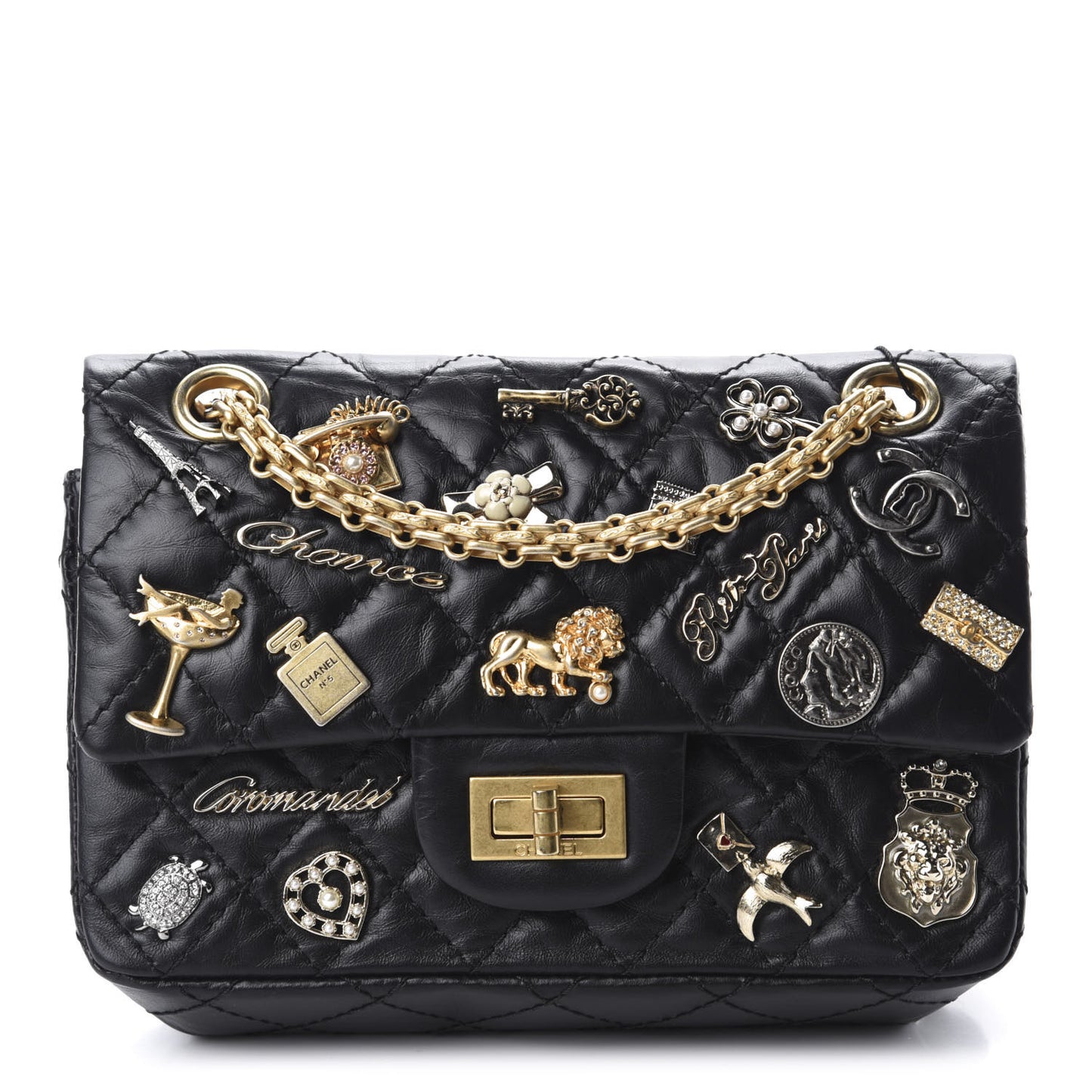 Aged Calfskin Lucky Charms 2.55 Reissue 224 Flap Black