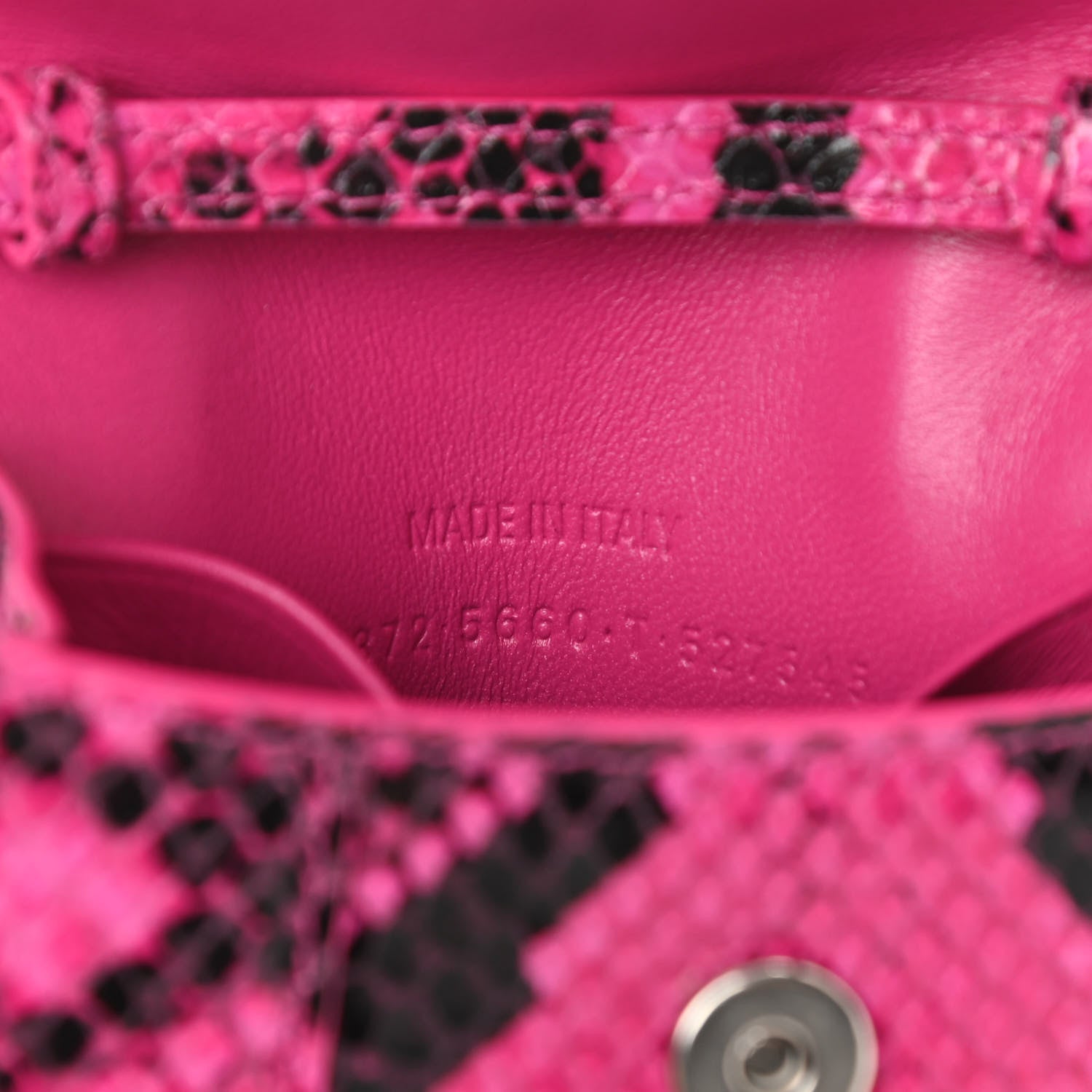 Balenciaga Shiny Calfskin Python Effect Hourglass Top Handle Bag Mini Fuchsia Black 7 of 12