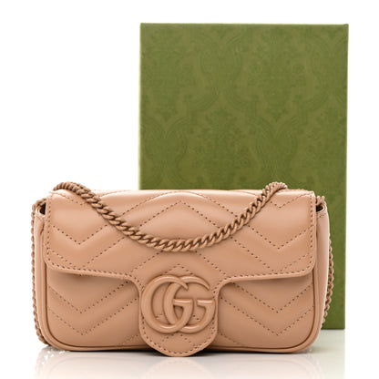 Gucci Calfskin Matelasse Monochrome Super Mini GG Marmont Shoulder Bag Camelia 13 of 13