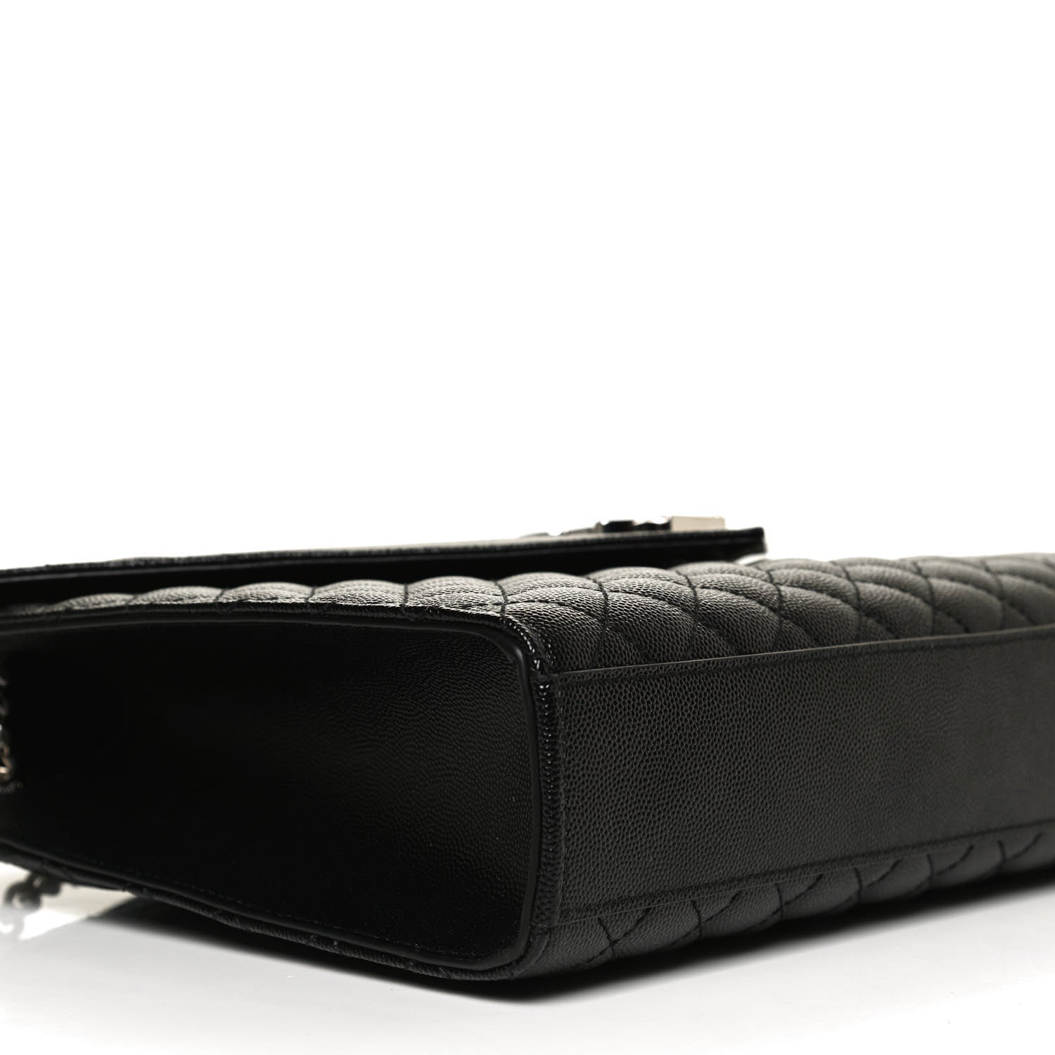Saint Laurent Grain De Poudre Textured Mixed Matelasse Large Triquilt Monogram Satchel Black 9 of 11