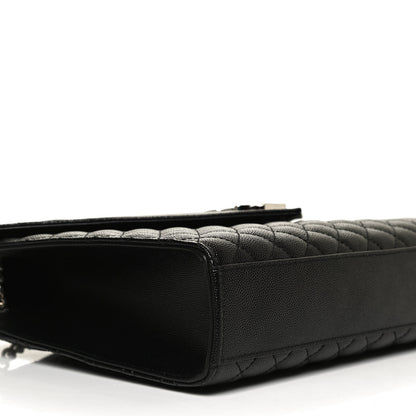 Saint Laurent Grain De Poudre Textured Mixed Matelasse Large Triquilt Monogram Satchel Black 9 of 11